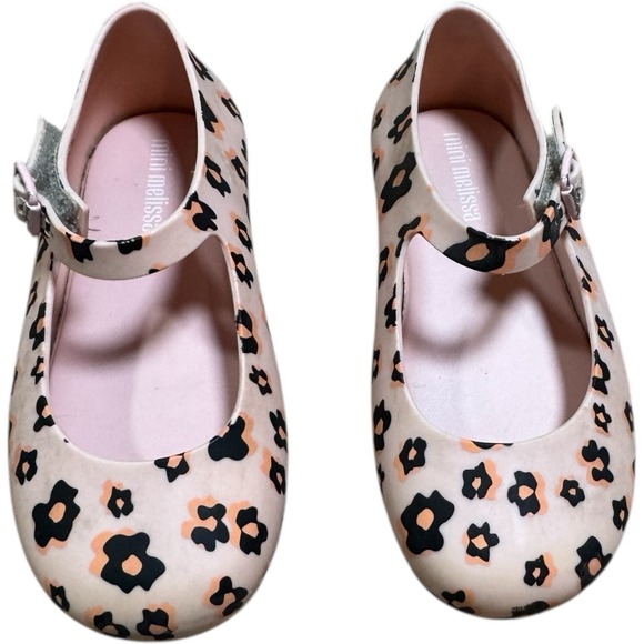Mini Melissa Pink‎ Ballet Flat Mary Jane Size 9 Slip On Floral - Picture 1 of 5